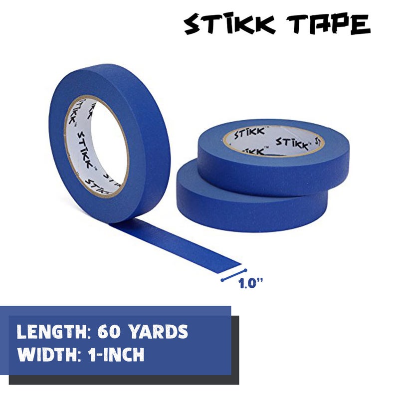 STIKK Painters Tape - 3pk Blue Painter Tape - 1 inch x 60 Yards - Paint Tape for Painting, Edges, Trim, Ceilings - Masking Tape for DIY Paint Projects - Residue-Free Painting Tape - Image 2